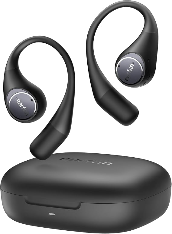 EarFun OpenJump Open Ear Headphones, Wireless Earbuds with Ergonomic Earhook, Hi-Res Sound, LDAC, 4 Mics ENC Call, 42H Playtime, Multipoint Connection, IPX7 Waterproof, Snug Fit for Workout, Running | Ergonomic Earhook, 4 Mics ENC Call, 42H Playtime, Multipoint Connection, IPX7 Waterproof, Snug Fit for Workout, Running Black