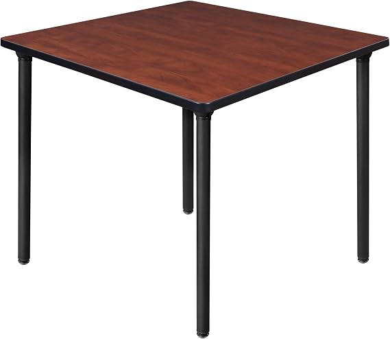 Regency Kee 36 in. Medium Square Breakroom Table- Cherry Top, Black Folding Legs