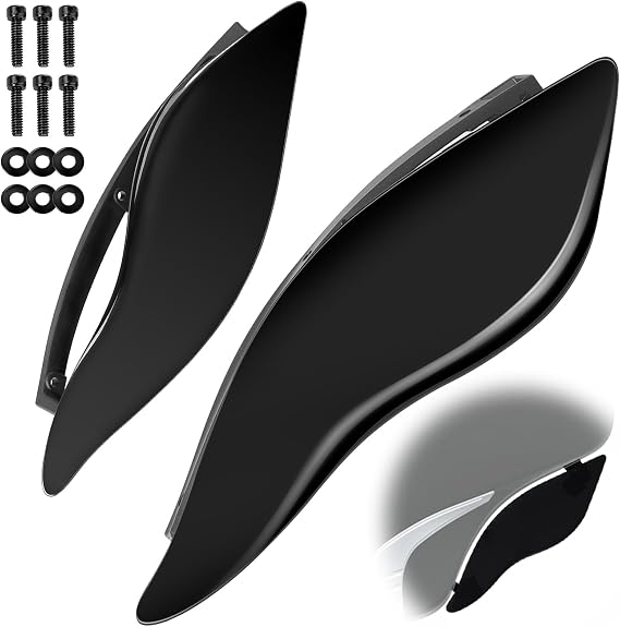 Amazicha Side Wings Air Deflectors, Fairing Side Wing Windshield, Adjustable Wind Deflectors Compatible for Harley Electra Glide Street Glide Tri Glide Ultra Limited 2014-2024, Black