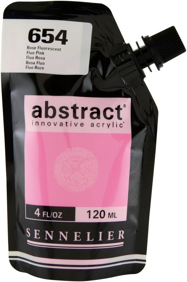 Sennelier Abstract Innovative Heavy Body Acrylic Paint, 120ml Pouch, Fluorescent Pink