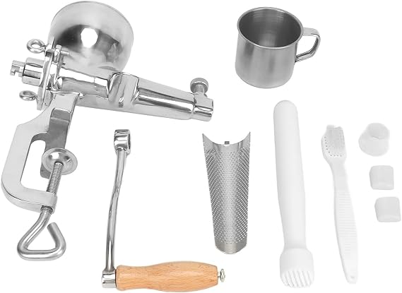 Stainless Steel Manual Wheatgrass Juicer, Hand Crank Fruit Vegetable Squeezer for Celery, Kale, Spinach, Pomegranate, Grape