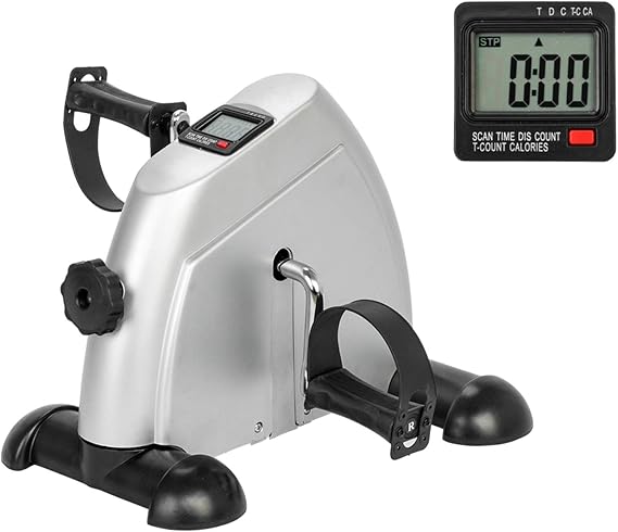 Mini Exercise Bike, Under Desk Bike Pedal Exerciser Foot Cycle Arm & Leg Pedal Exerciser with LCD Screen Displays