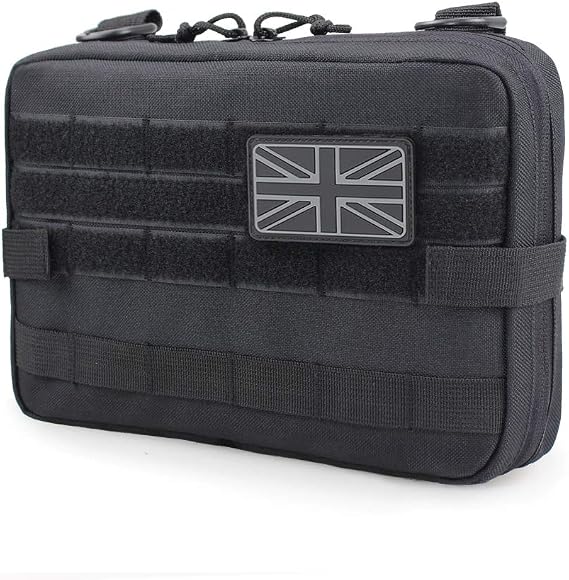 WYNEX Tactical Molle Admin Pouch, Upgrade Material Semi-Hidden Zipper & 1000D Tough Nylon EDC Utility Pouches Tools Bag EMT Utility Map Pocket, IFAK Pack Include UK Flag Patch