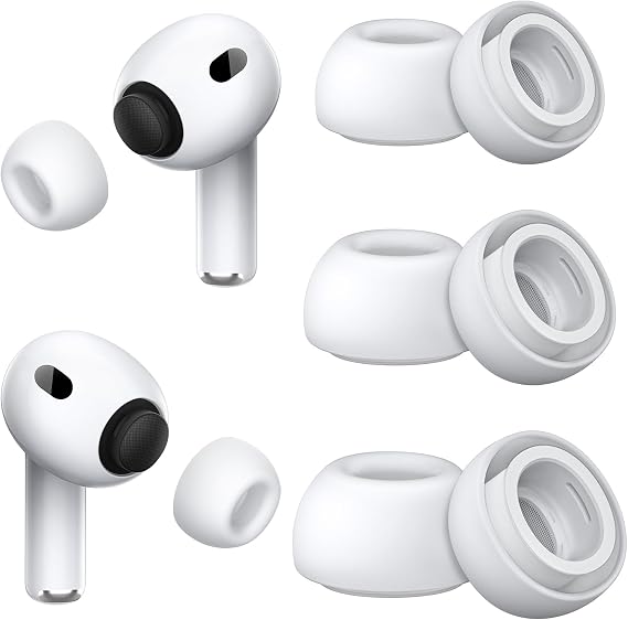 Ear Tips Replacement Compatible with AirPods Pro 3 (3 Pairs,S/M/L,White)