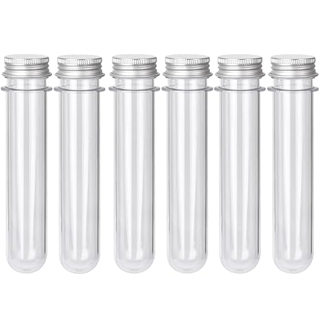6PCS Plastic Test Tubes with Screw Caps 45ml Clear Tubes for Scientific Experiments, Party Decoration, Sample, Candy, Bath Salt, Storage