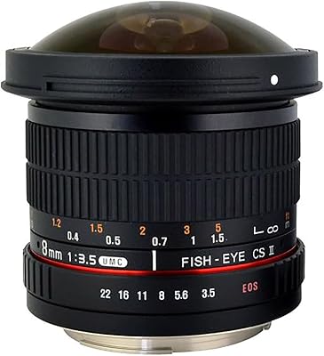 Rokinon 8mm f3.5 HD Fisheye Lens with Removable Hood for Canon EF - APS-C, Manual Focus, Ultra Wide Angle, Optical Glass, Coated, Ideal for Landscape, Interior, Architecture