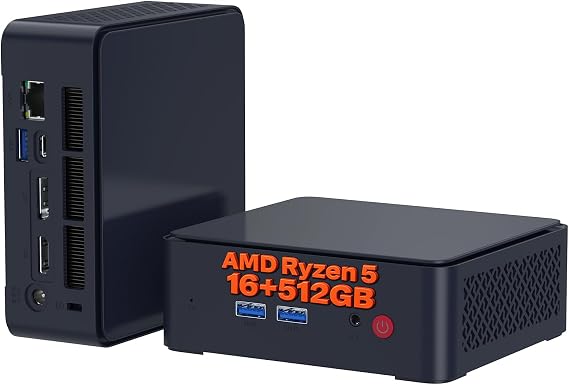 AWOW AK12 Mini PC AMD Ryzen 5 R2514 Embedded (4C/8T up to 3.7GHz 15W) 16GB DDR4 512GB PCIe 3.0 SSD Radeo Vega Graphics Dual 4K HDMI 2.0/DP 1.2 USB-C Wi-Fi 5/BT 5.0 Gigabit LAN