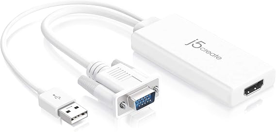 j5create HDMI to VGA Adapter- 4K 1080p @ 60 Hz | 1.62 Gbps and 2.7 Gbps
