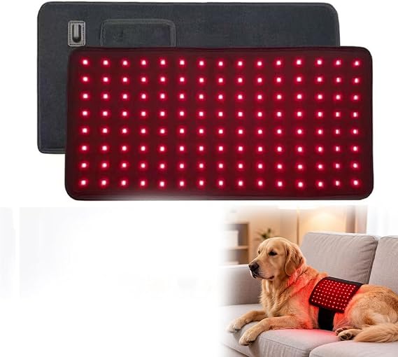 Pet Red Light Therapy Pad, 120pcs LED Light Beads, 660nm Red & 850nm Infrared LED Light Wrap, Adjustable Power and Time, Portable Pet Pad for Pain Relief, Wound Care In Dogs, Cats, Women Men