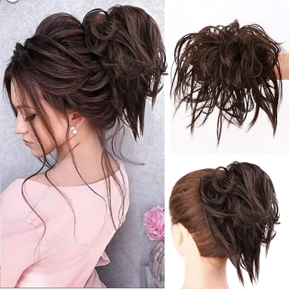 Lativ Messy Bun Hair Piece Wavy Scrunchies Synthetic Chignon Thick Updo