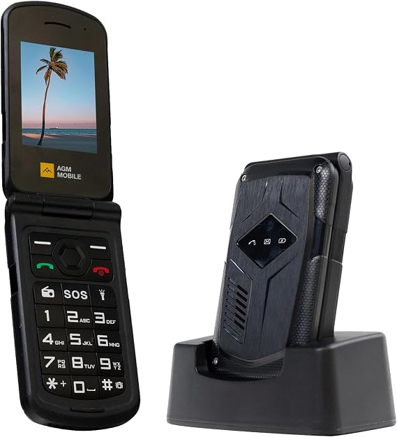 AGM M10 Rugged Flip Phone with Charging Dock