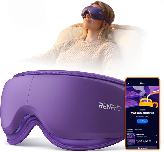 RENPHO x Headspace Eyeris Zen, Meditation Eye Massager with Heat, Portable Heated Eye Mask, Ultra-Quiet for Deeper Sleep, Gifts for Him, Women, Birthday, FSA Eligible HSA