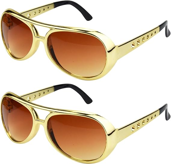 tiggell 2pcs Disco Sunglasses 50s 60s Rock Star Costume Glasses