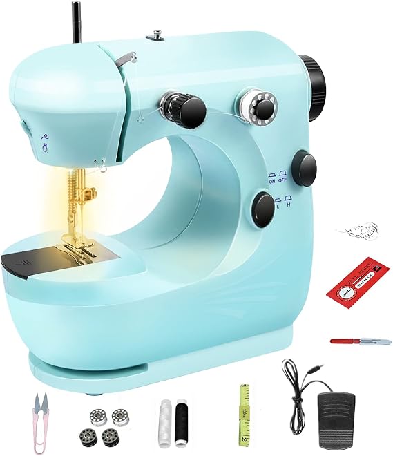 Sewing Machine, For Beginners, Popular, Made in Japan, Everyday Sewing, Electronic Sewing Machine, Hand Sewing Machine Lock, Compact Sewing Machine, Convenient, Small, Popular, Home Mini, Cyan,