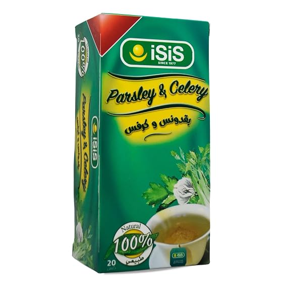bonballoon Isis Tea Bags Parsley And Celery Pure & Natural Dried Premium (20 Bags) Teas Egyptian Herbal Herb Pure Oriental Powder Ground Arabic No Gmo Kosher Halal