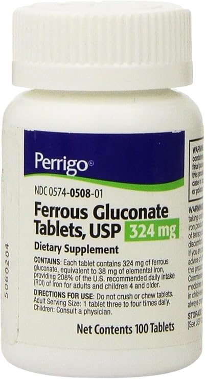 Ferrous Gluconate by PADDOCK LABORATORIES 100 Tablets