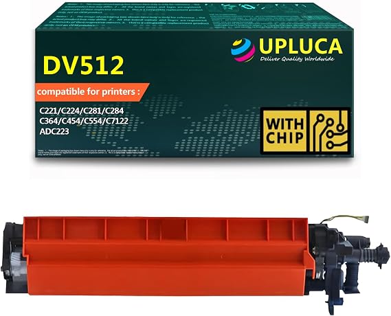 DV512 Developer Unit Compatible with Konica Minolta DV-512K DV-512C DV-512M DV-512Y Work for C221,C224,C281,C284,C364,C454,C554,C7122,ADC223 High Yield (1-Pack,Black)