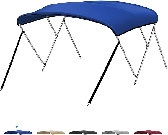 KEMIMOTO Bimini Top for Boat, Bimini Tops Cover 600D Marine Grade Canvas Boat Canopy with 6ft Length 54 in - 96 in Width 46 in Height, Includes Mounting Hardware, Straps Rear Support Poles