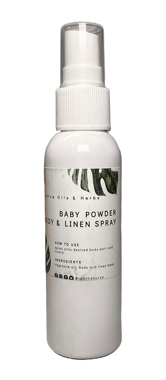 Baby Powder Body & Linen Spray - Fresh Scent, Potent Fragrance, Hand Blended, 2oz.