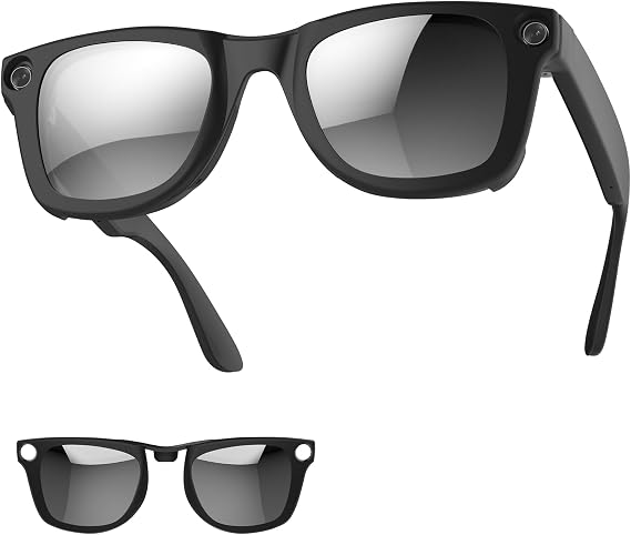 HiBloks 偏光クリップ Ray-Ban Meta Wayfarer RW4008/RW4012用 L 53-22 | マットブラックフレーム 変色クリップオン Rayban Meta Gen 2 スマートグラスアクセサリー用、色が変わるクリップシルバー
