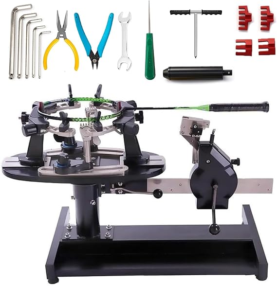 Desktop Badminton Racket Stringing Machine, 6-Point Fixed with Adjustable Wire Pulling Speed, Dual Scale Kg/Lb, for Tennis and Badminton