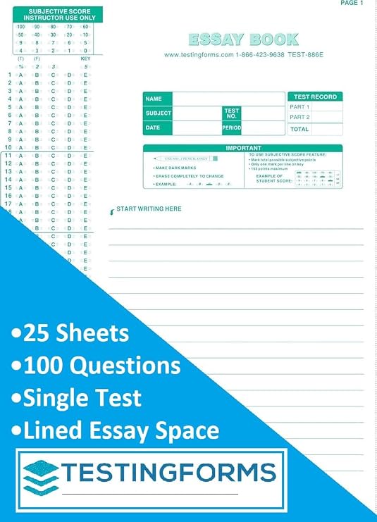 TEST-886E 886-E Scantron Compatible Testing Forms (25 Sheet Pack)