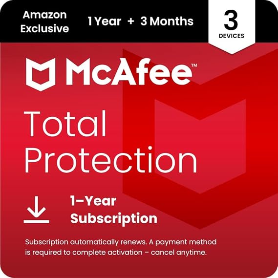 McAfee Total Protection 2026 Antivirus Software for 3 Devices | Auto-Renews