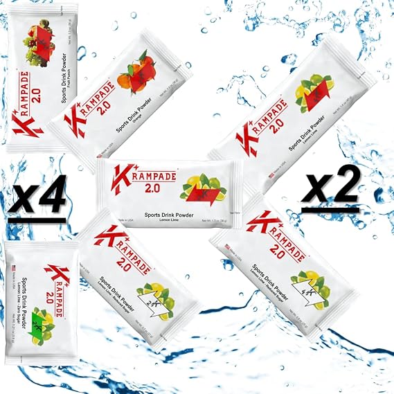 Krampade High Potassium Electrolytes Powder Variety, 3950mg Electrolytes, 2000mg Potassium, 50mg Magnesium, Cramp Relief & Prevention, Cellular Hydration, Better Endurance & Recovery, 24 Packets