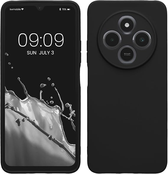 kwmobile Case for Xiaomi Redmi 14C / Poco C75 Case - Protective Slim TPU Phone Cover - Soft Matte Finish - Black Matte