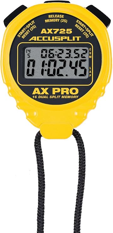ACCUSPLIT AX725 PRO MEMORY (16) Dual Line Stopwatch (Yellow)