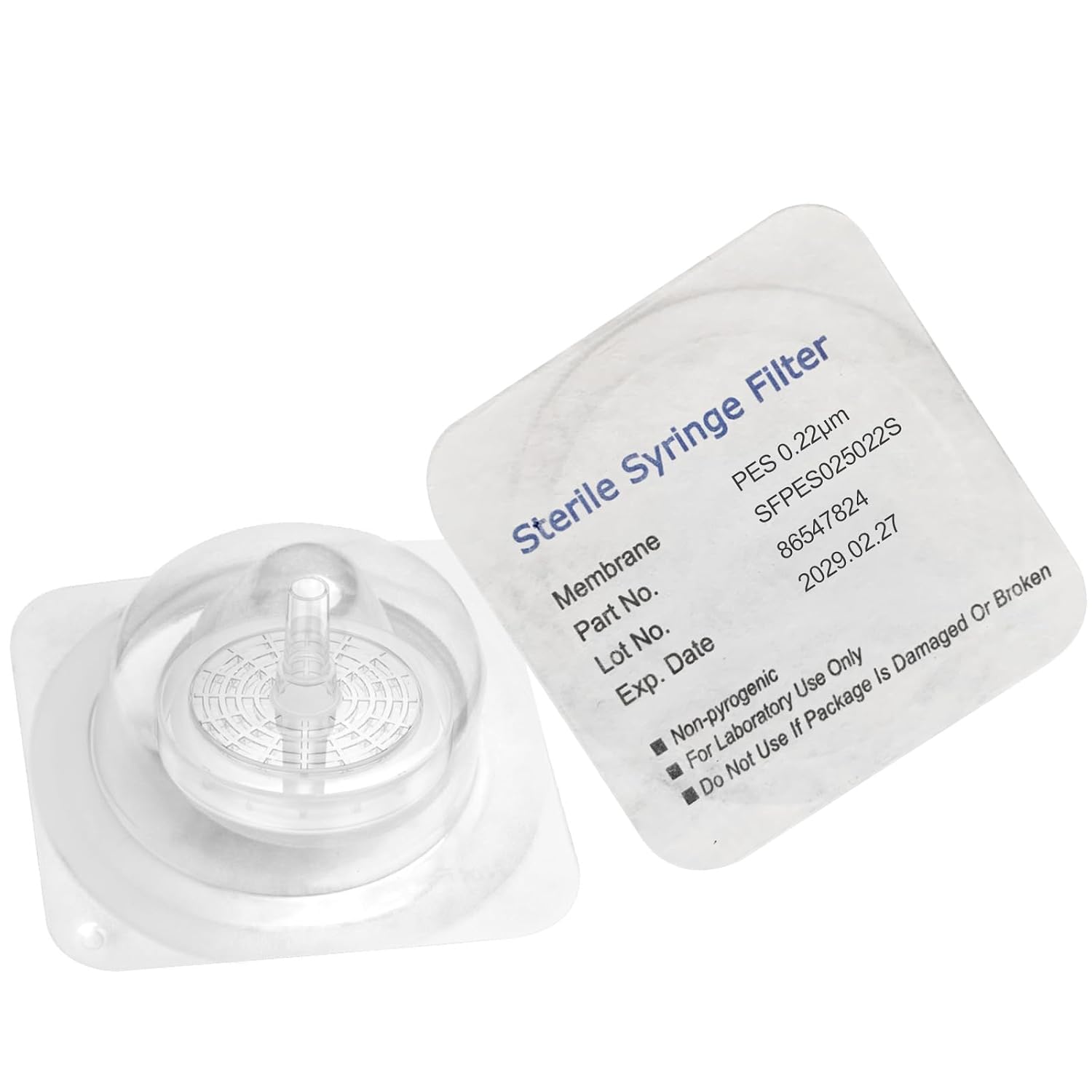 Sterile Syringe Filters PES 25 mm Diameter 0.22 um Pore Size Individually Packaged 10pk by Biomed Scientific