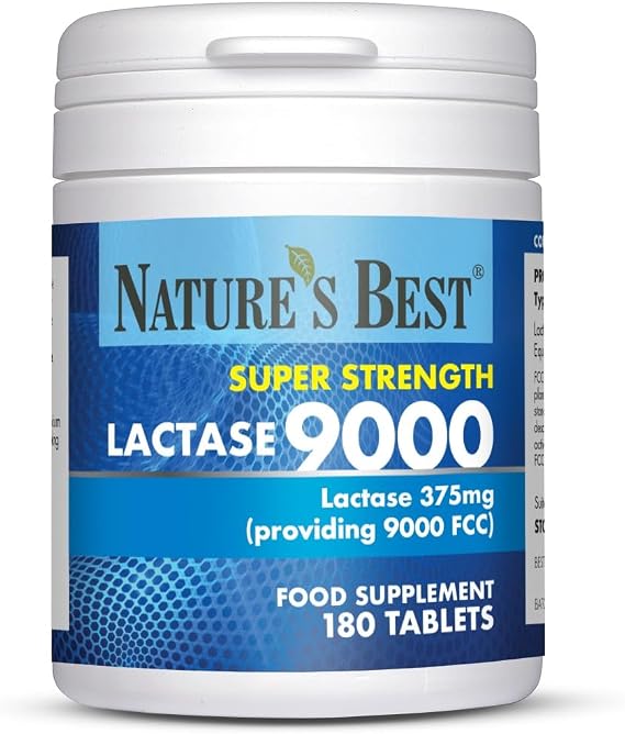 Nature's Best Super Strength Lactase Tablets 9000 FCC, 180 Tablets
