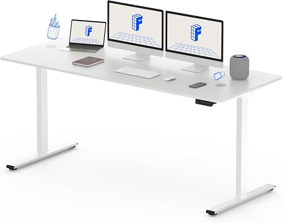 FLEXISPOT 71"x32" Large Dual Motor Electric Standing Desk, White - 198 LBS Heavy-Duty Capacity, Ideal for Home Office, Creative Studio, or Multi-Monitor Setup