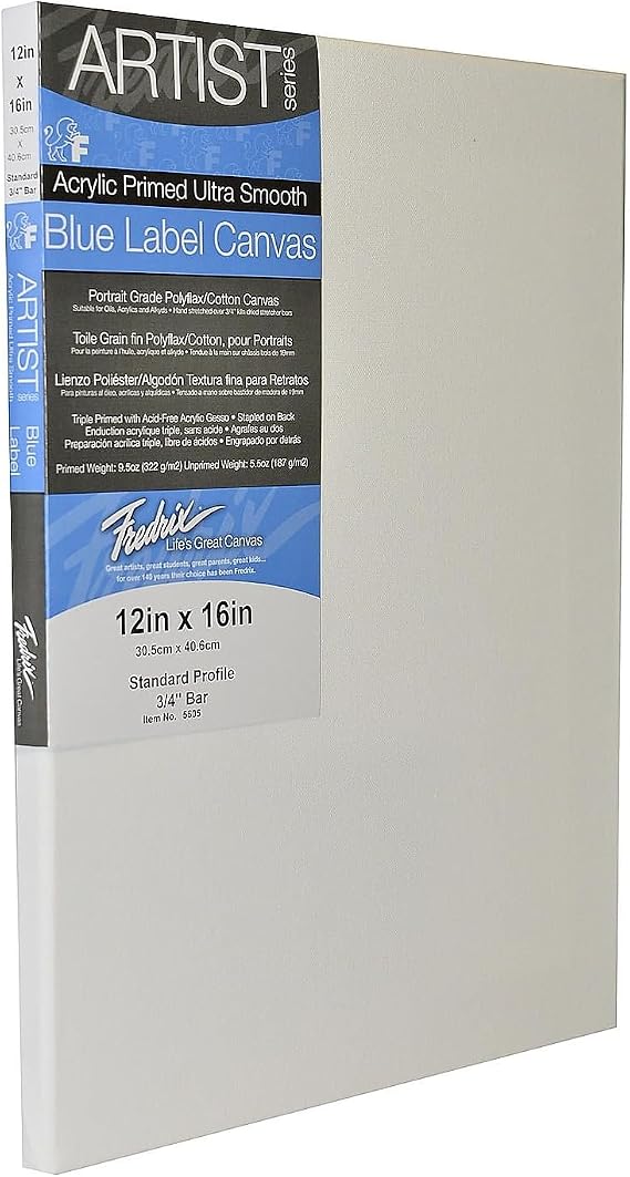 Fredrix 5605 Ultra Smooth Stretched Canvas, 12 by 16-Inch