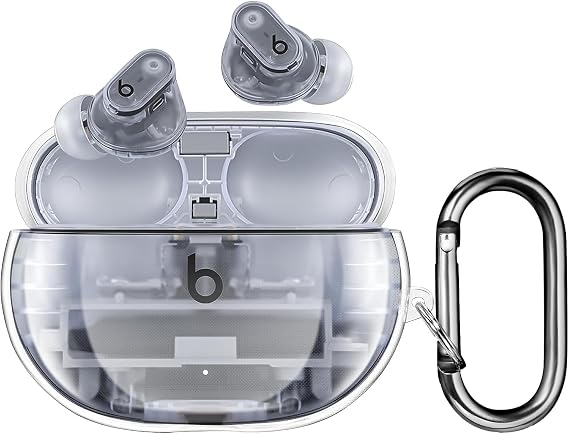 USTIYA Case for Beats Studio Buds+ 2023/Beats Studio Buds 2021 Protective Cover Transparent Key Chain Strap Protection Wireless Charging (Clear)