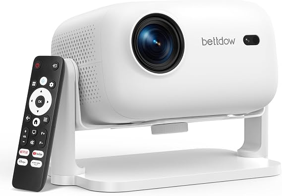 Netflix Officially Licensed Projector,BETTDOW Closed-Design Projector with Wifi 6 and Bluetooth 5.2,Intelligent Voice Assistant,Electric Focus Projector for Netflix/YouTube/Prime Video/D+