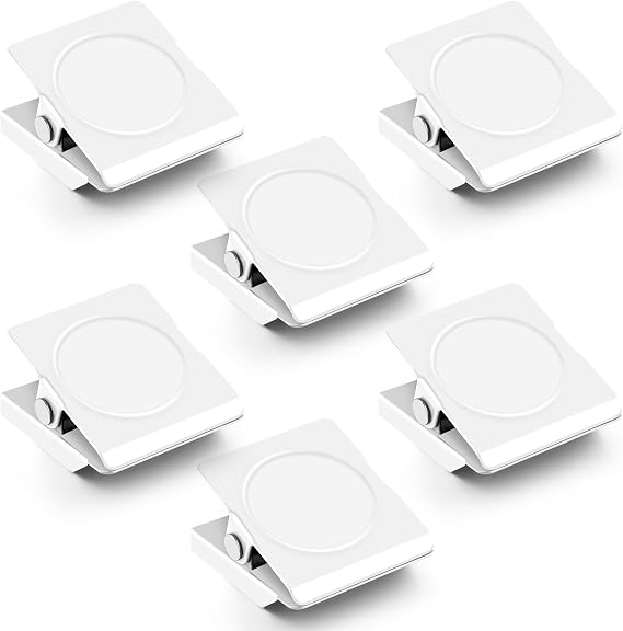 Grtard 6 Pack Magnetic Clips for Refrigerator, White Fridge Magnet Clips