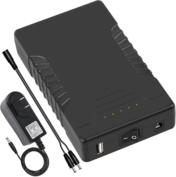 Talentcell Rechargeable 12V 6000mAh/5V 12000mAh DC Output Lithium ion Battery Pack for LED Strip/CCTV Camera/Telescope/Modem and More, Portable Li-ion Power Bank with 12.6V Charger, Black