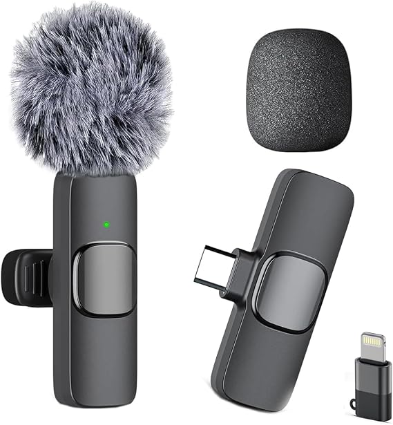 Wireless Lavalier Microphone for iPhone 17/16/15, iPad, USB-C Android