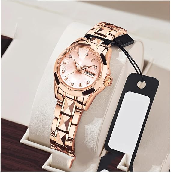 Women Wrist Watch Women Watch Automatic Mechanical Movement Watch with Date Calendar Luminous Waterproof Watch Simple Light Luxury Fashion Watch 25mm Energy Class A++ Color: Rose gold