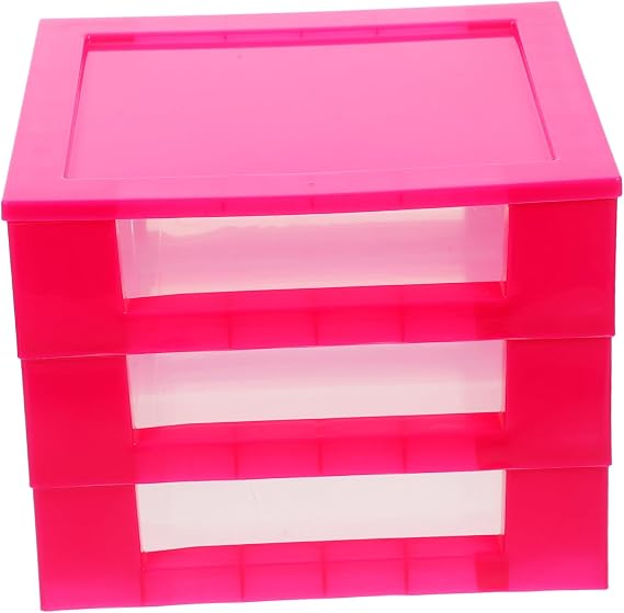 Plastic Desk Drawer Organizer with 3 Layers, Desktop Storage Box for Pens and Sundries, Smooth Sliding Drawers for Office and Camper Use