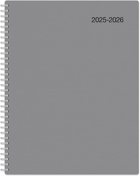 2025-2026 Office Depot Brand Weekly/Monthly Academic Planner, 8-1/2" x 11", 30% Recycled, Gray, July 2025 to June 2026