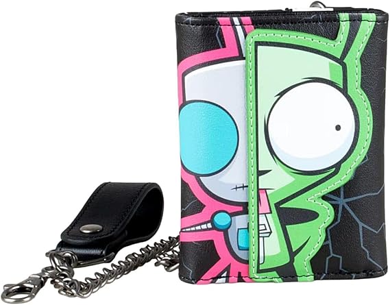 TCB Creations Classic Cartoon Invader Villain Zim and Gir Characters Trifold Chain Wallet