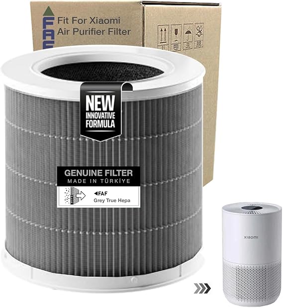 Faf Fresh Air Filter /_Xiaomi Smart Purifier 4 Kompakt Filtre ile Uyumlu 360 True Cam Hepa Yeni Formullü Filtre Ø174xH174MM Xiaomi 4 Compact Filtre (Siyah Smoky)