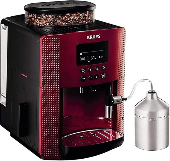 Krups Compact Cappucino Super Automatic Coffee Maker 15 Bar LCD Display 3 Levels Intensity 20 ml to 220 ml Cleaning and Descaling Program, Integrated Grinder, Milk Jug