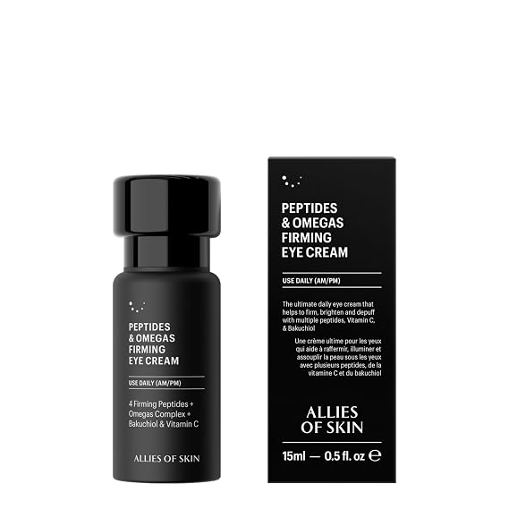 Allies of Skin Peptides Firming Eye Cream | Under Eye Moisturizer for Dark Circles & Puffiness | Bakuchiol, Ceramides and Vitamin C for Fine Lines and Under Eye Area | 0.5 oz