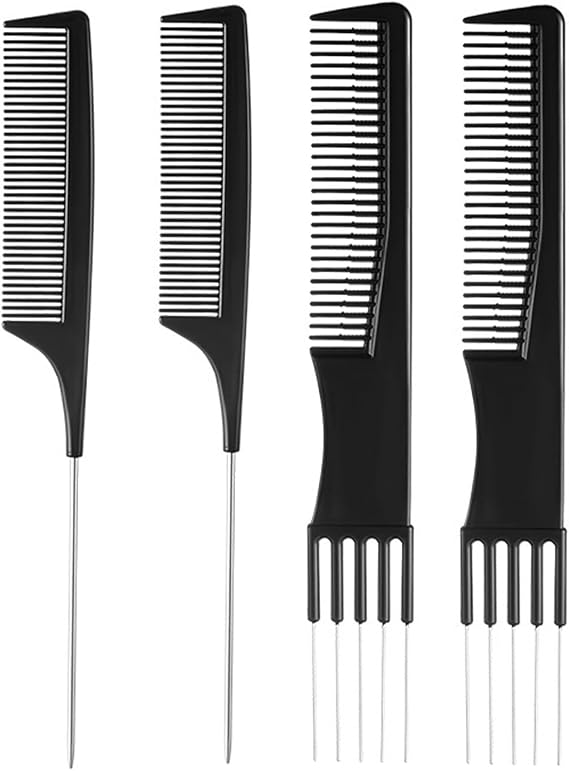 4 Pcs High Gloss Comb, Rat Tail Comb, Segmented Comb, Pointed Tail Comb, Professional Styling Fork Comb, Women's Comb, Suitable for Most Hairstyles, Including Dry and Wet Hair ﻿
