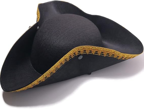 Tricorn Colonial Hat Halloween Pirate Hats Men Captain Hat Musketeer Hats Masquerade Party Revolutionary War Costume