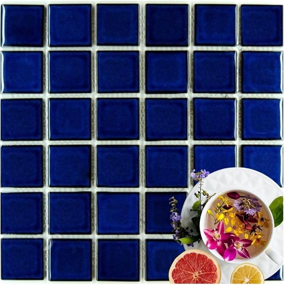 Tenedos Premium Quality 2x2 Cobalt Blue Porcelain Square Mosaic Wall Floor Kitchen Backsplash Pool Bathroom Shower Accent Decor Tile Covers 22 sqft Area (Box of 20 Sheets)
