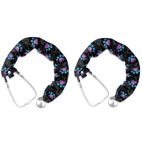 2 Pack Stethoscope Cover Blue Dog Paw Stethoscope Accessories Stethoscope Cover Sleeve Cute Pattern Stretchy Stethoscope Protective and Decor Cover for Nurses